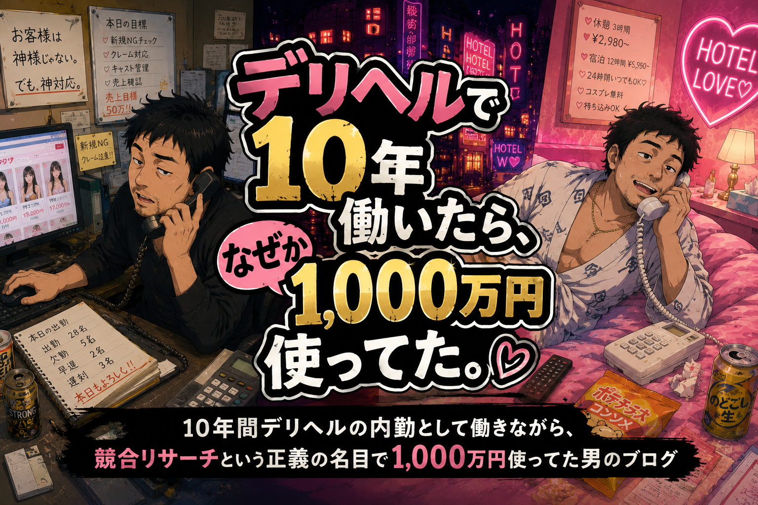 デリヘルで10年働いたら、なぜか1,000万円使ってた